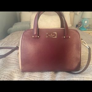 Kate Spade: Burgundy and Taupe Suede Crossbody
